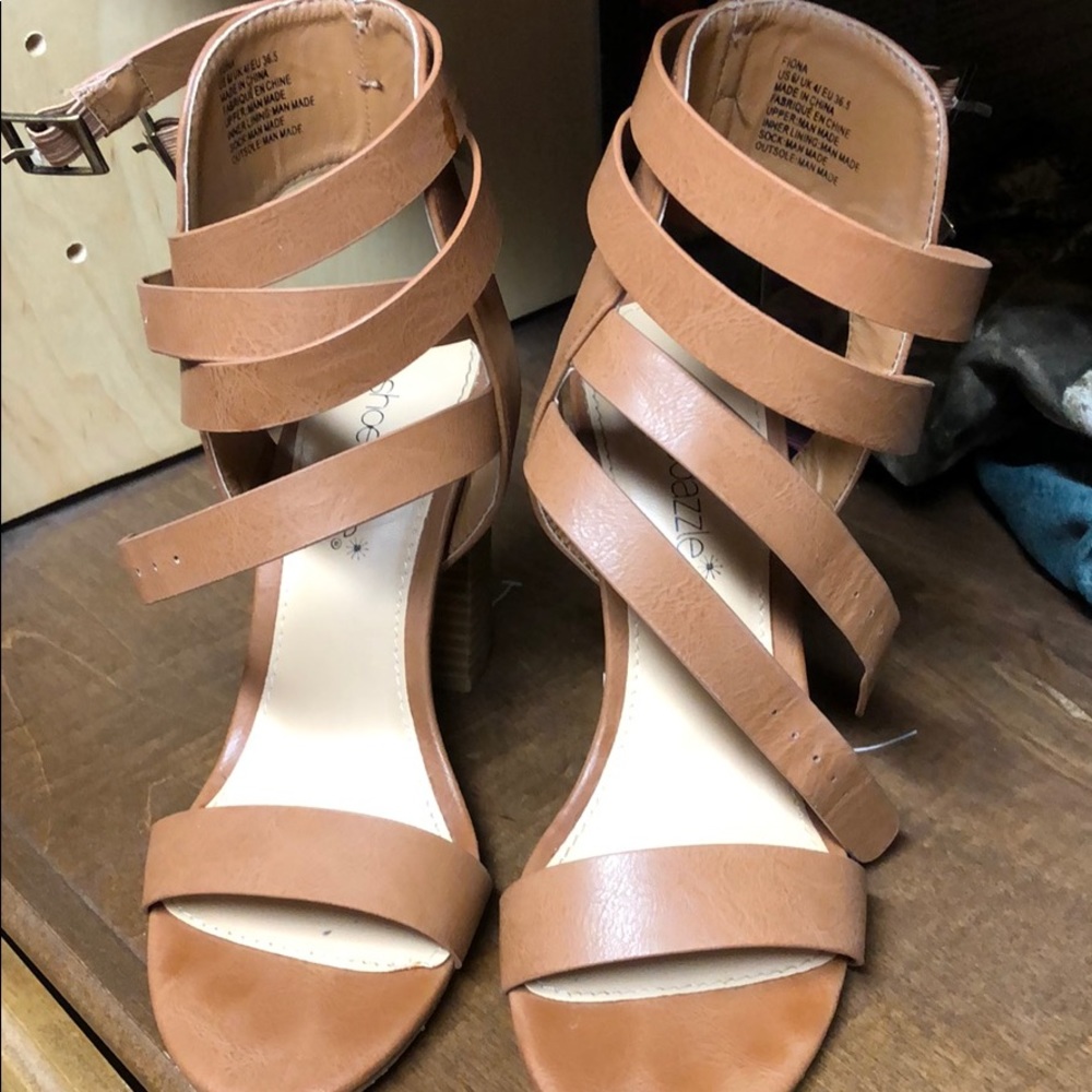 Brown high heeled sandals